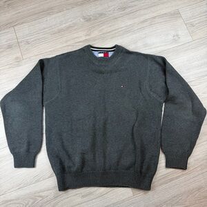 Vintage Y2K Tommy Hilfiger Men's Cotton Gray Crewneck Pullover Sweater Size M